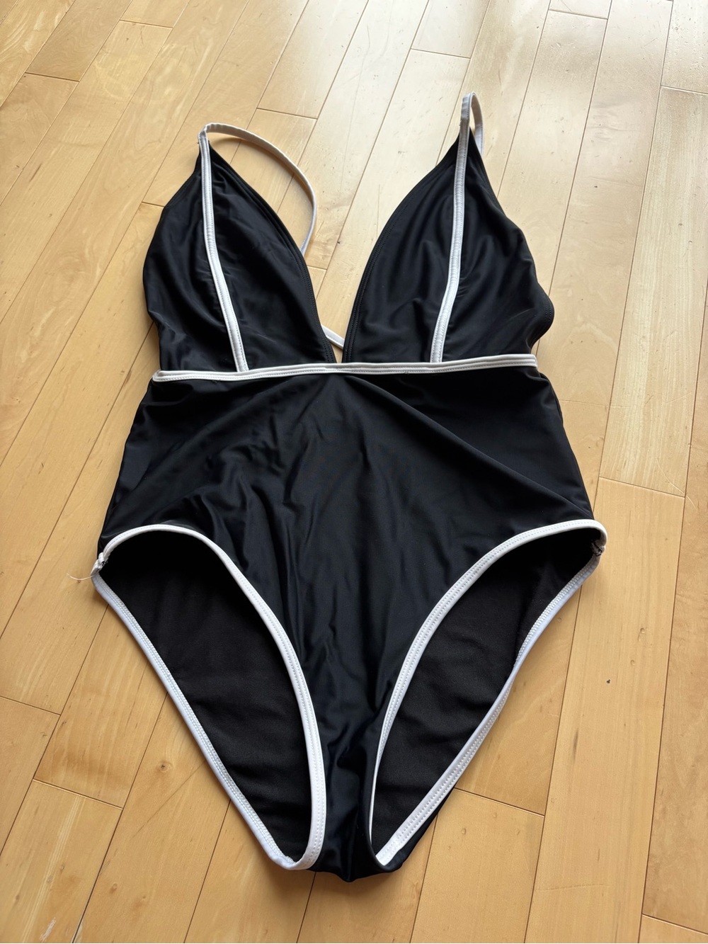 Black Swimsuit with White Trim
